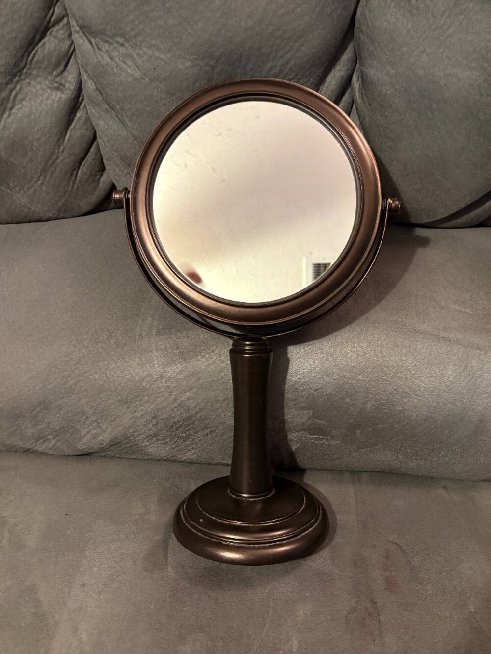 Hand Crafted 2-Sided Dual Mirror-Standing w/Pedestal Base-1 side Magnifying-VGUC